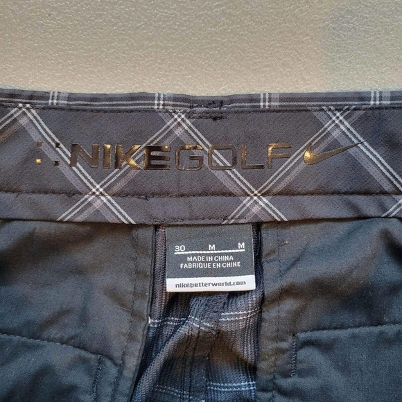 Nike Shorts Mens 30 Plaid Dri Fit Golf Chino Standard Fit Lightweight Zip Tech - Picture 8 of 10